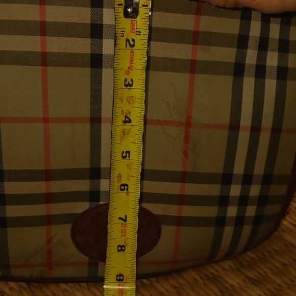 Burberry Vintage Haymarket Canvas and Leather Trimmed Brown Crossbody Make Offer - Picture 8 of 16